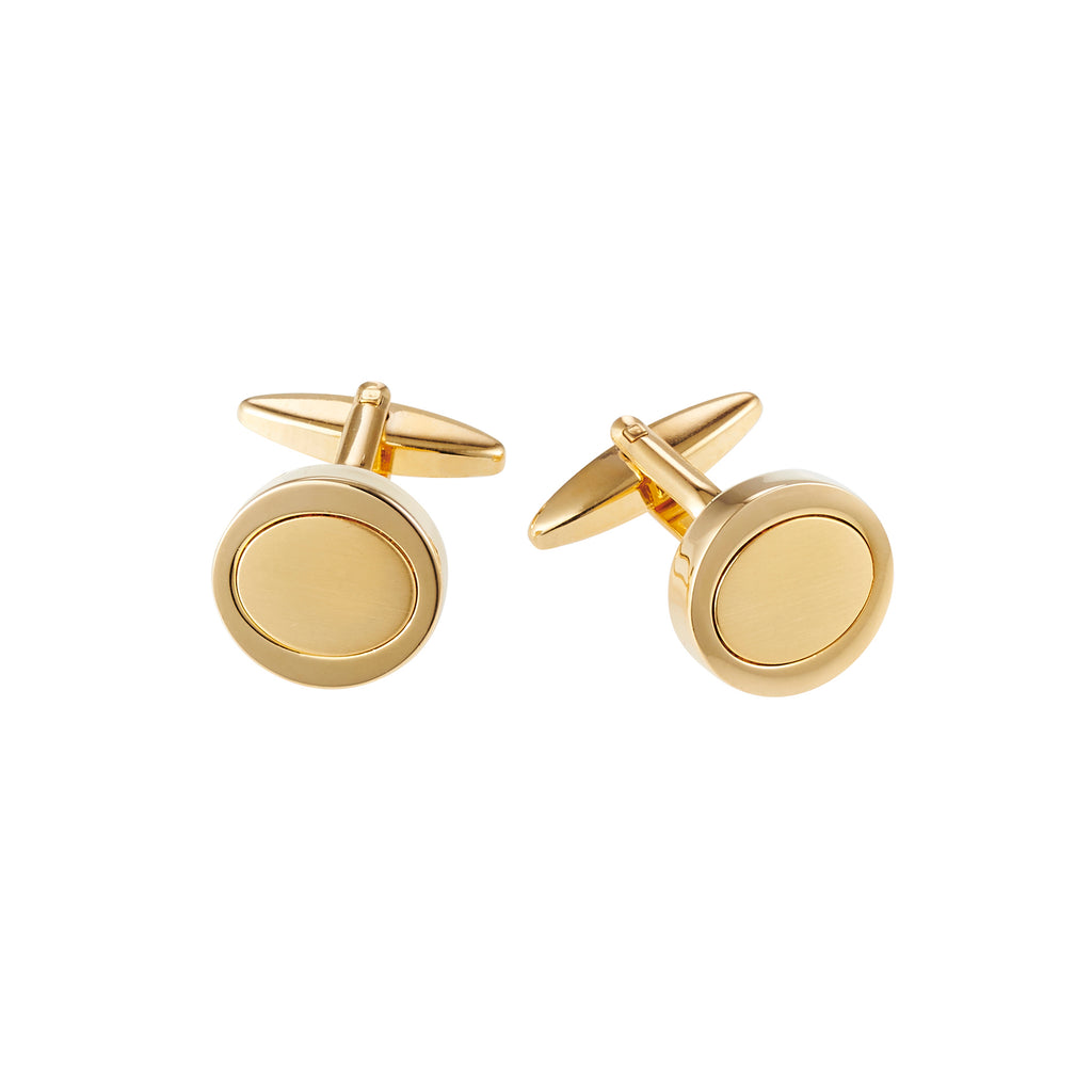 CUDWORTH Brushed & Polished Gold Plated Oval Cufflinks