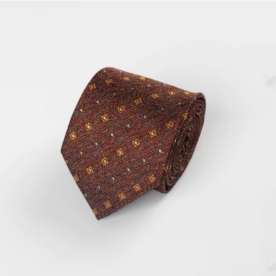 Hardy Amies Burnt Orange Silk Jacquard Tie