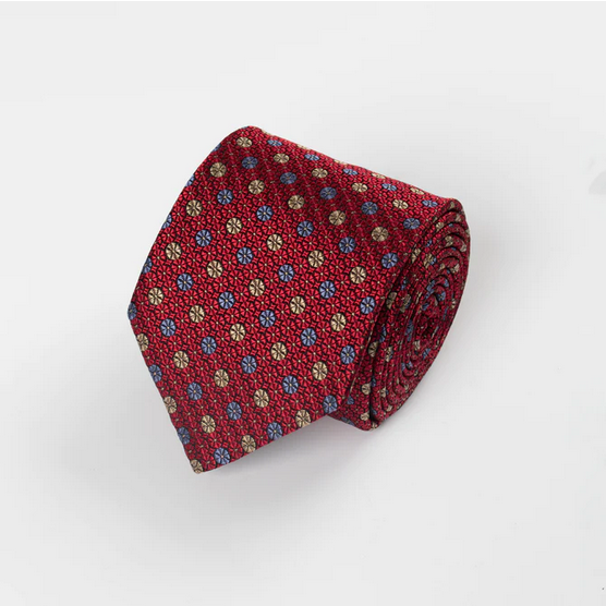 Hardy Amies Red Silk Floral Tie