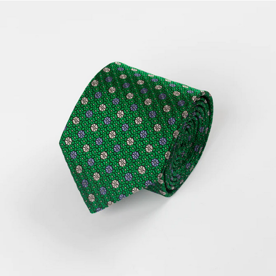 Hardy Amies Green Silk Floral Tie