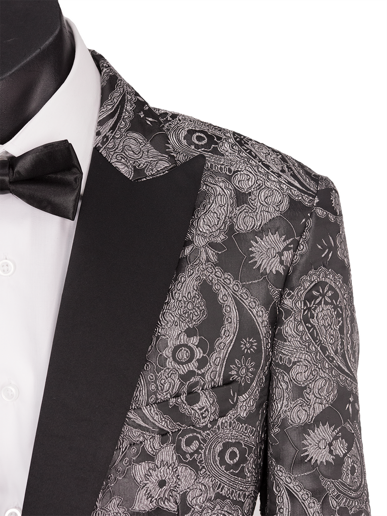 Black and white sales paisley tuxedo jacket
