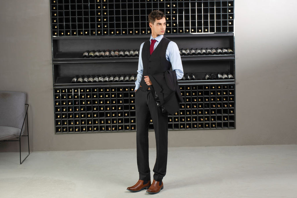 Savile Row Classic Plain Black Suit SSA3
