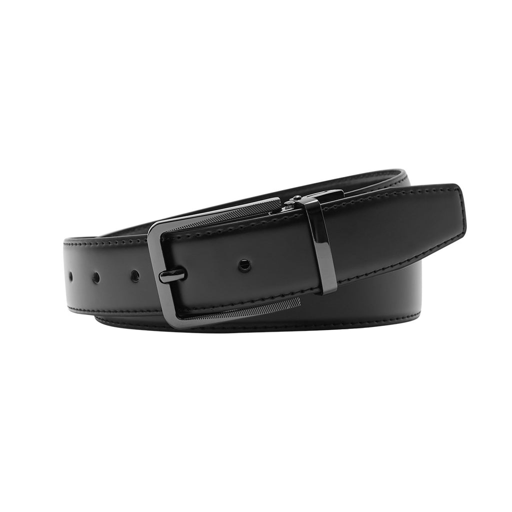 ASPEN Black/Chestnut. Reversible Leather Belt. 35mm width.