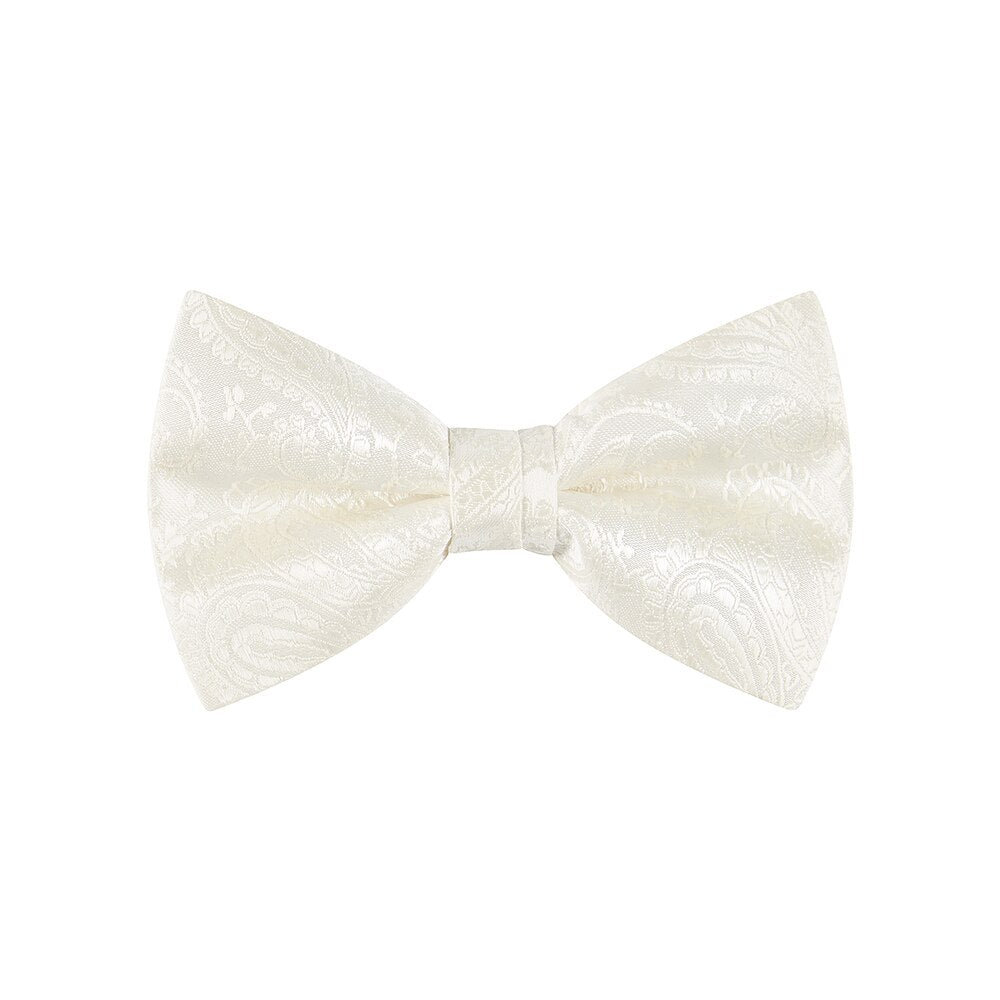 Bow Tie, Paisley, Ivory. Supplied with matching pocket square.