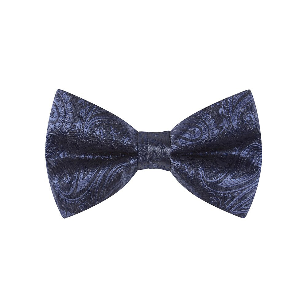 Bow Tie, Paisley, Navy. Supplied with matching pocket square.
