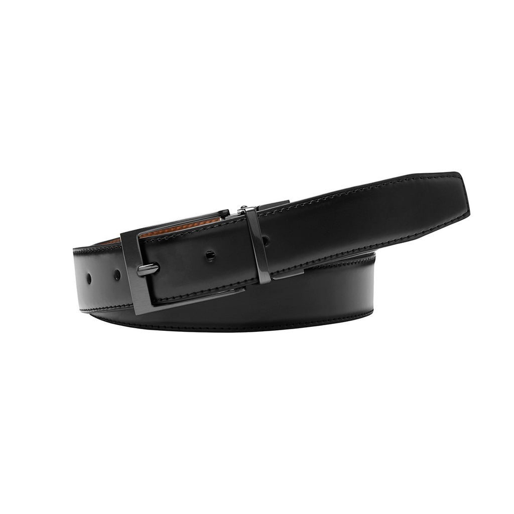 BOSTON Black/Chestnut. Reversible Leather Belt. 30mm width.