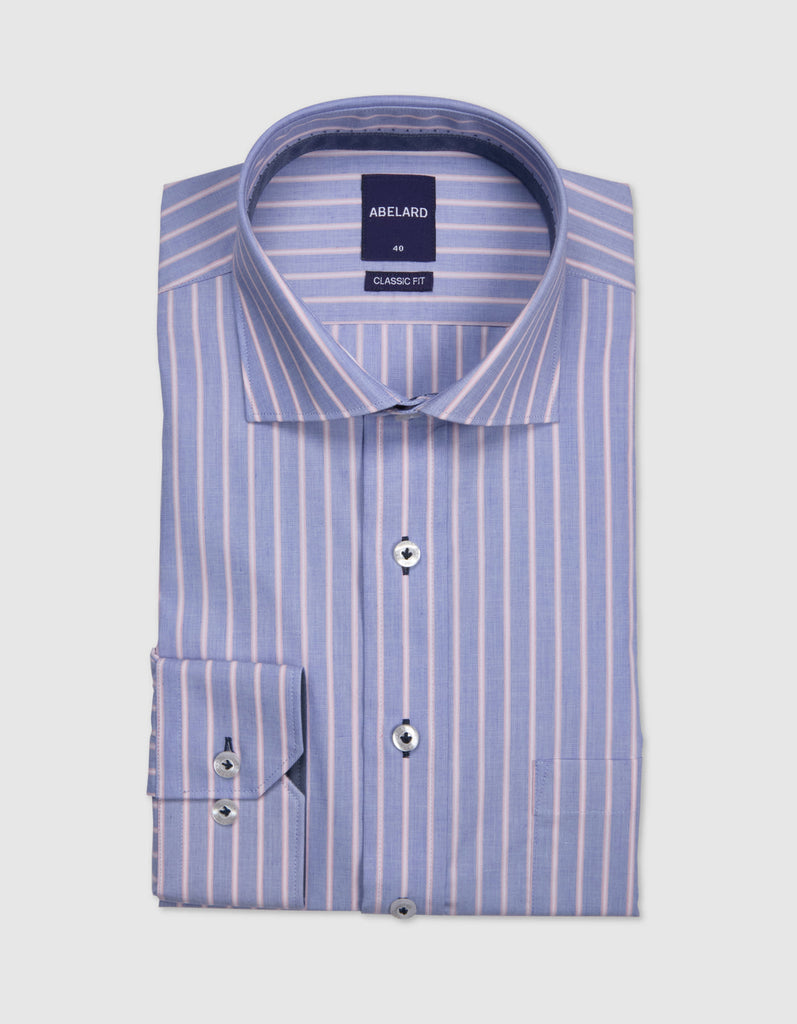 Abelard Faloria Fil a Fil Stripe Classic Fit Shirt