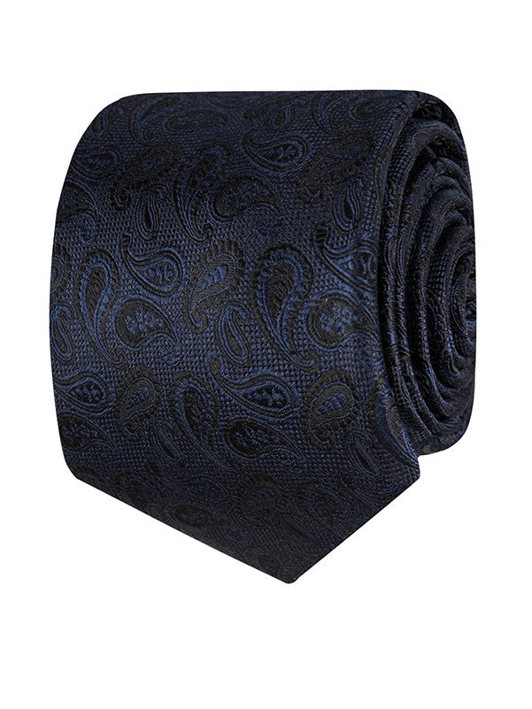 Abelard Navy Black Paisley Silk Tie