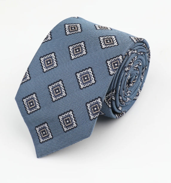 Dusty Blue Silk Medallion Tie