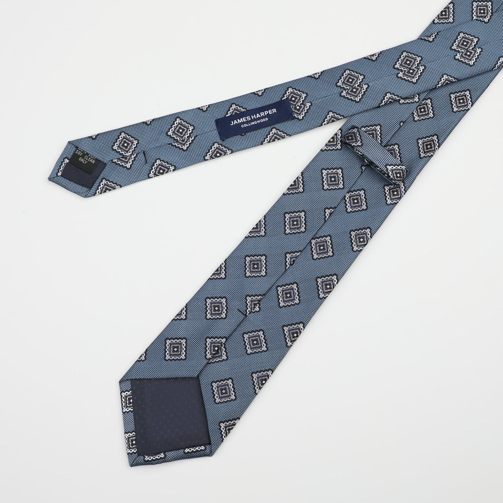 Dusty Blue Silk Medallion Tie