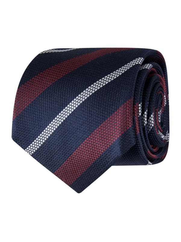 Abelard Navy Red Stripe Silk Tie