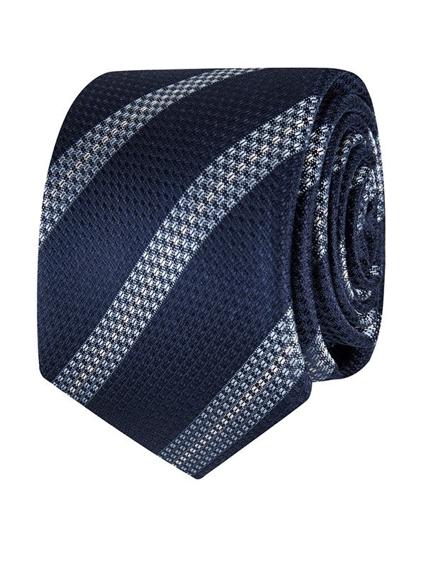 Abelard Navy Navy Stripe Silk Tie