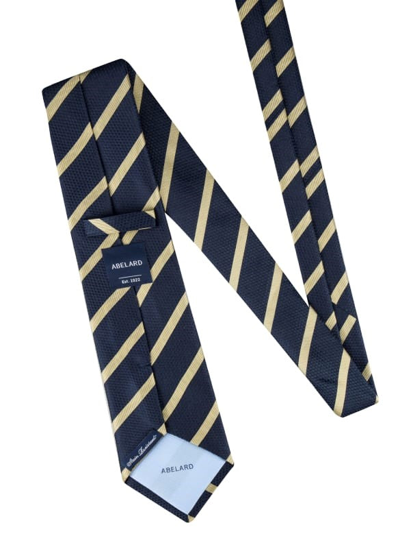 Abelard Navy Yellow Stripe Silk Tie