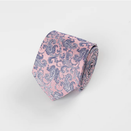 Hardy Amies Pink Silk Paisley Tie