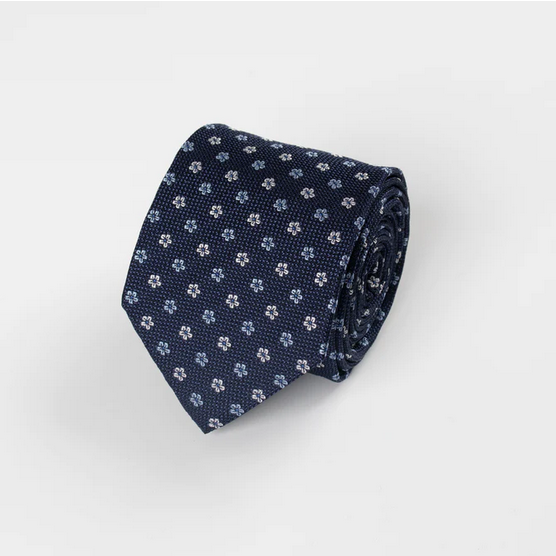 Hardy Amies Navy Silk Floral Tie