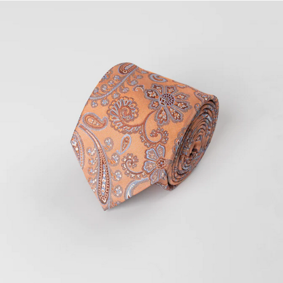 Hardy Amies Orange Silk Paisley Tie