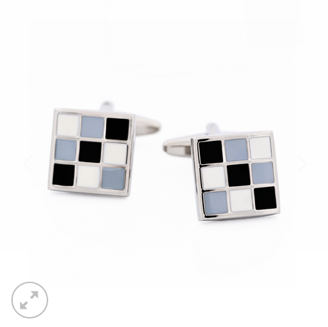 Black, Grey & White Enamel Cufflinks