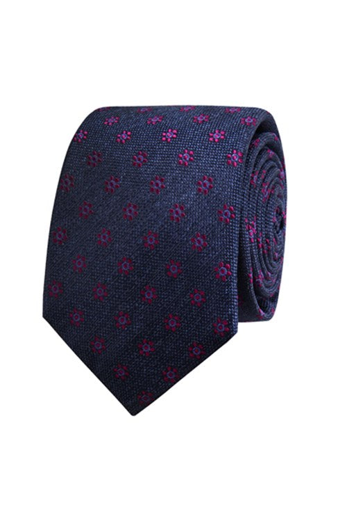 Abelard Navy Fuschia Silk Tie