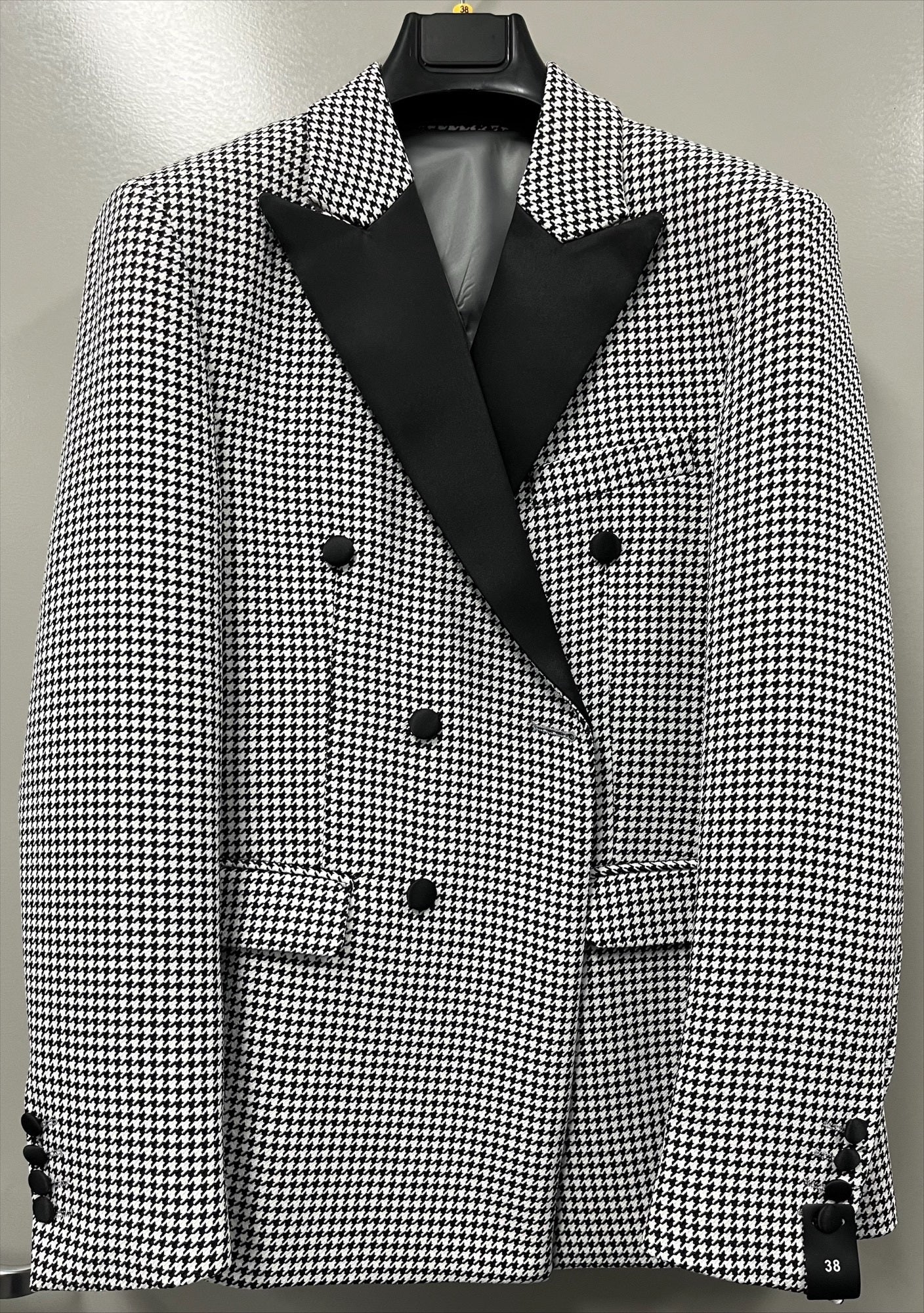 Houndstooth Double Breasted Blazer Mens Houndstooth Blazer Black