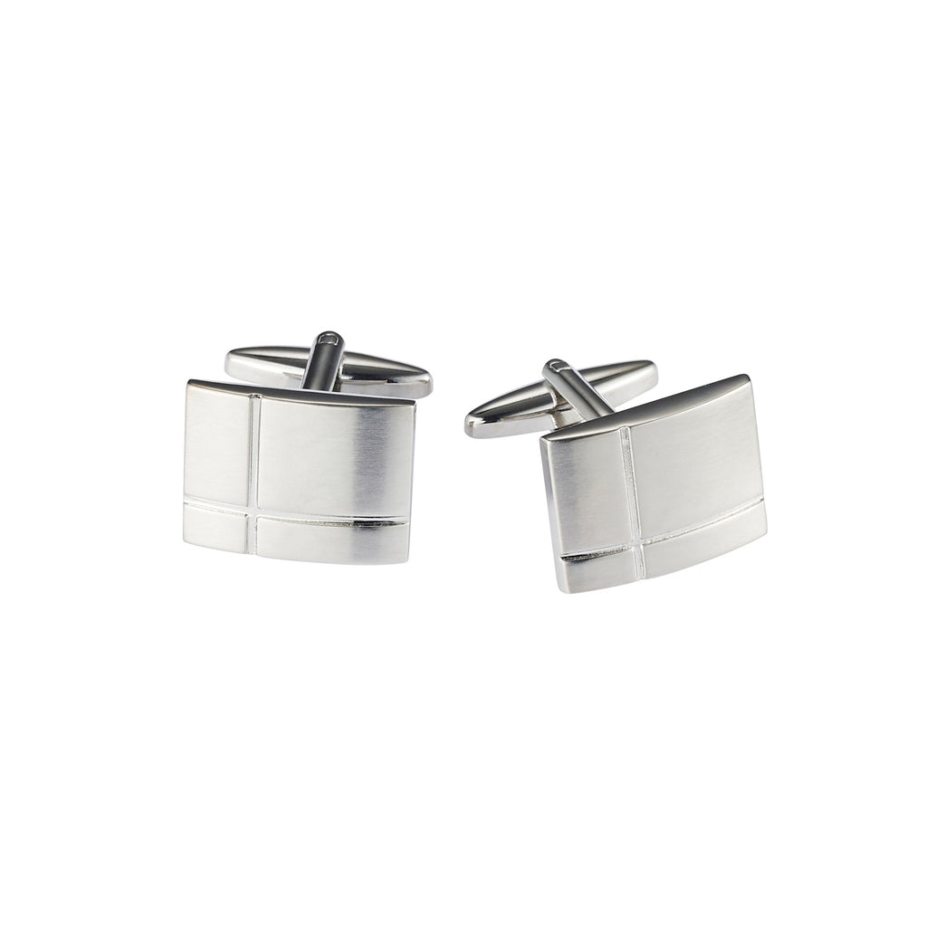 BRUSH RHODIUM PLATED CUFFLINKS