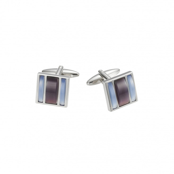 BLUE/MAROON STRIPED CAT’S EYE CUFFLINKS