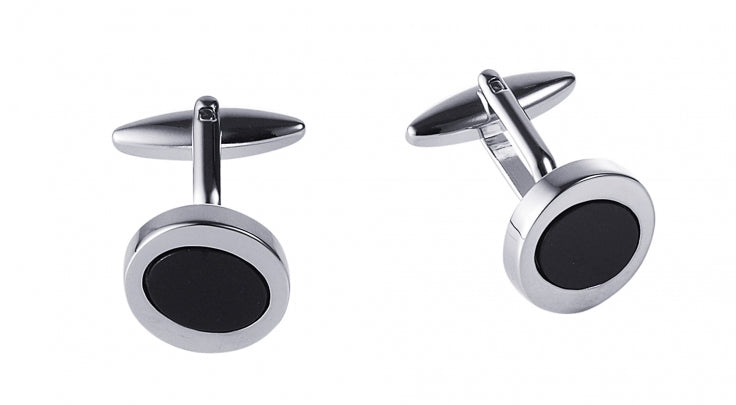 BLACK OVAL CAT’S EYE CUFFLINKS