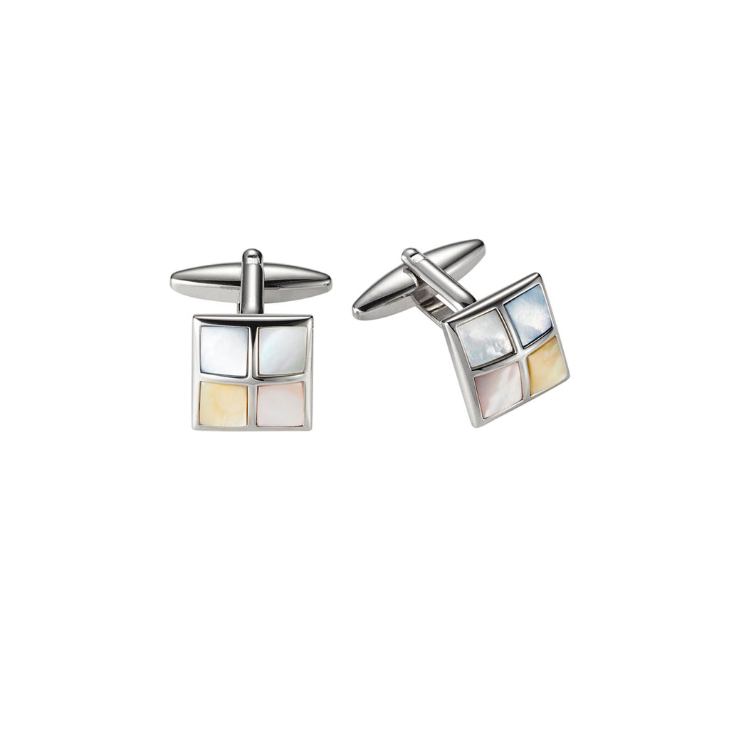BLUE/WHITE/PINK/YELLOW MOP SQUARE CUFFLINKS