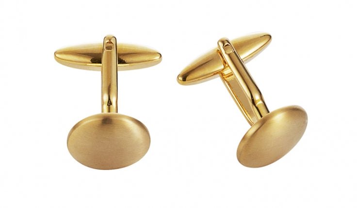 BRUSH GOLD PLATED ROUND CUFFLINKS