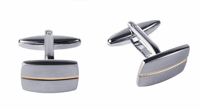 BRUSHED RHODIUM /POLISHED GOLD STRIPED CUFFLINKS