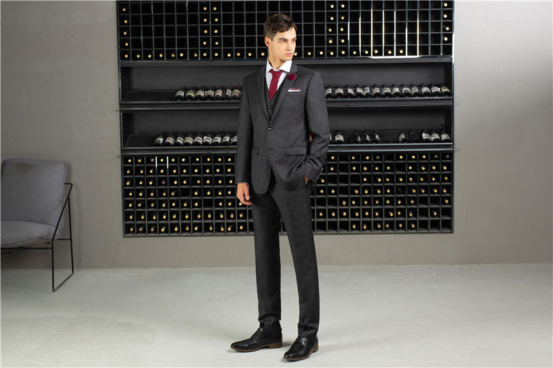 Savile RowブラックスーツAB7 Savile Row Classic Plain Black Suit