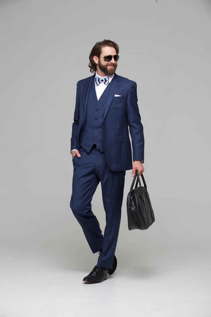 Savile Row Sharkskin Blue Suit D3