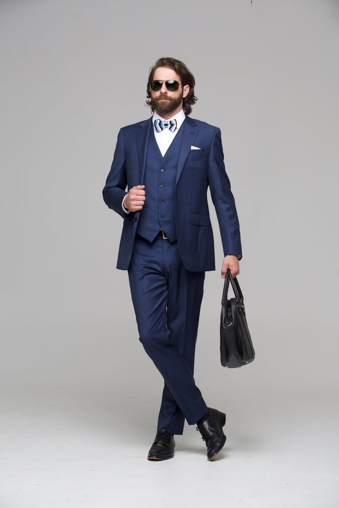 Savile Row Sharkskin Blue Suit D3