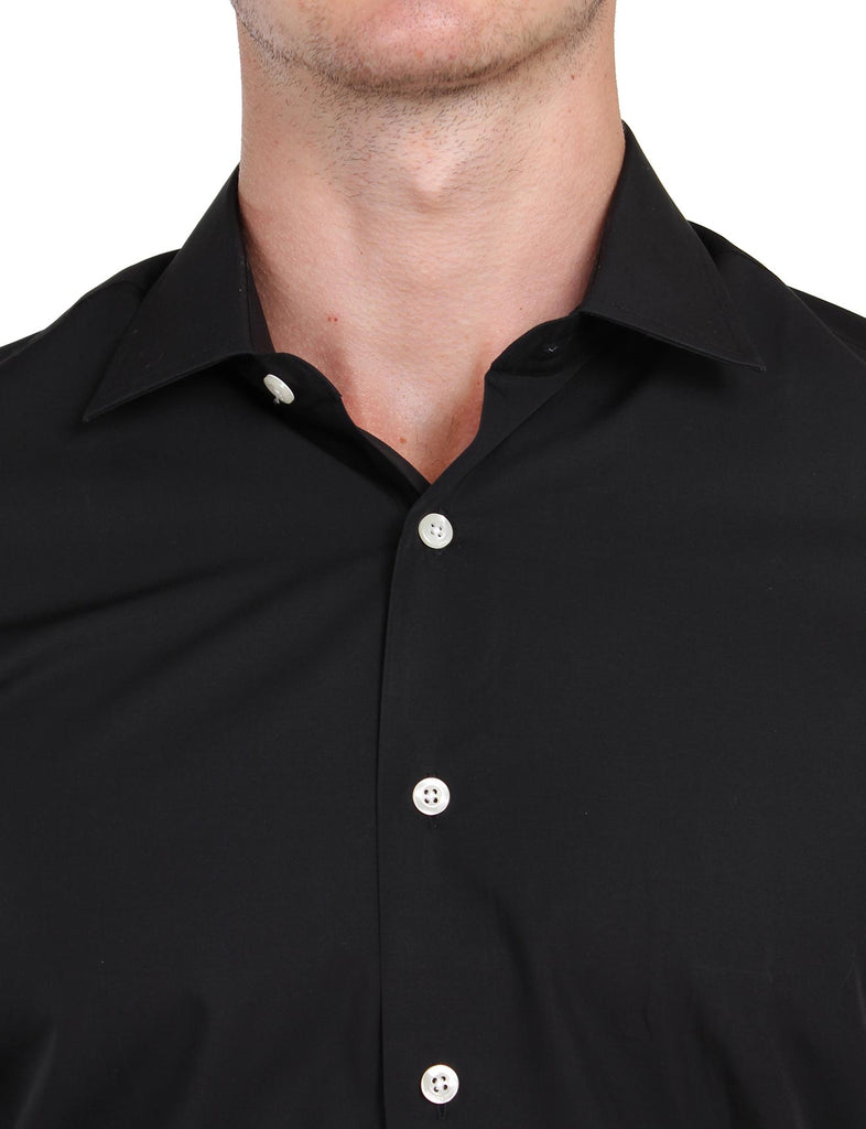 HARDY AMIES BLACK POPLIN BUSINESS SHIRT (SLIM FIT)