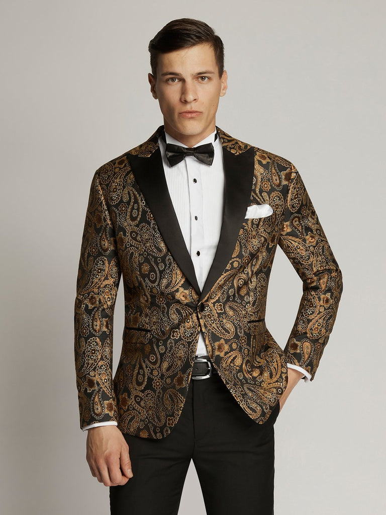 Gold Black Paisley Dinner/Tuxedo Jacket