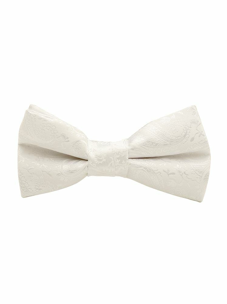 Bow Tie, Paisley, White. Supplied with matching pocket square.