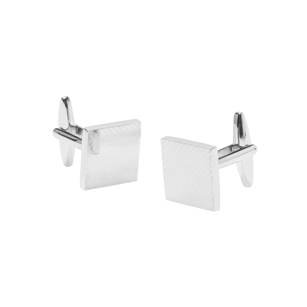 Buckle Nickel Polished. Zig Zag Laser. Square. Cufflinks