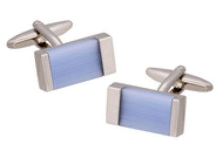 Buckle Cufflink Blue Cat Eye Stone - Silver 043