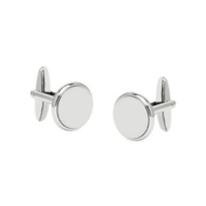 Buckle Cufflink  Silver Round Plain 151