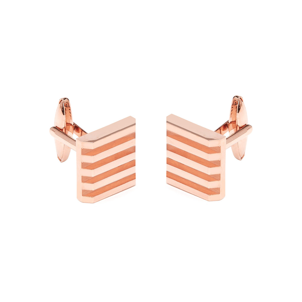 Buckle Faux Rose Gold. Solid Stripe Square Cufflinks