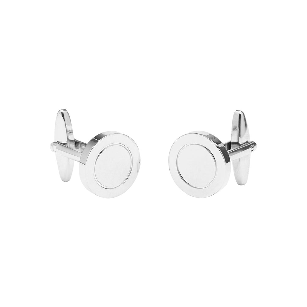 Buckle Nickel Polished. Round. Cufflinks