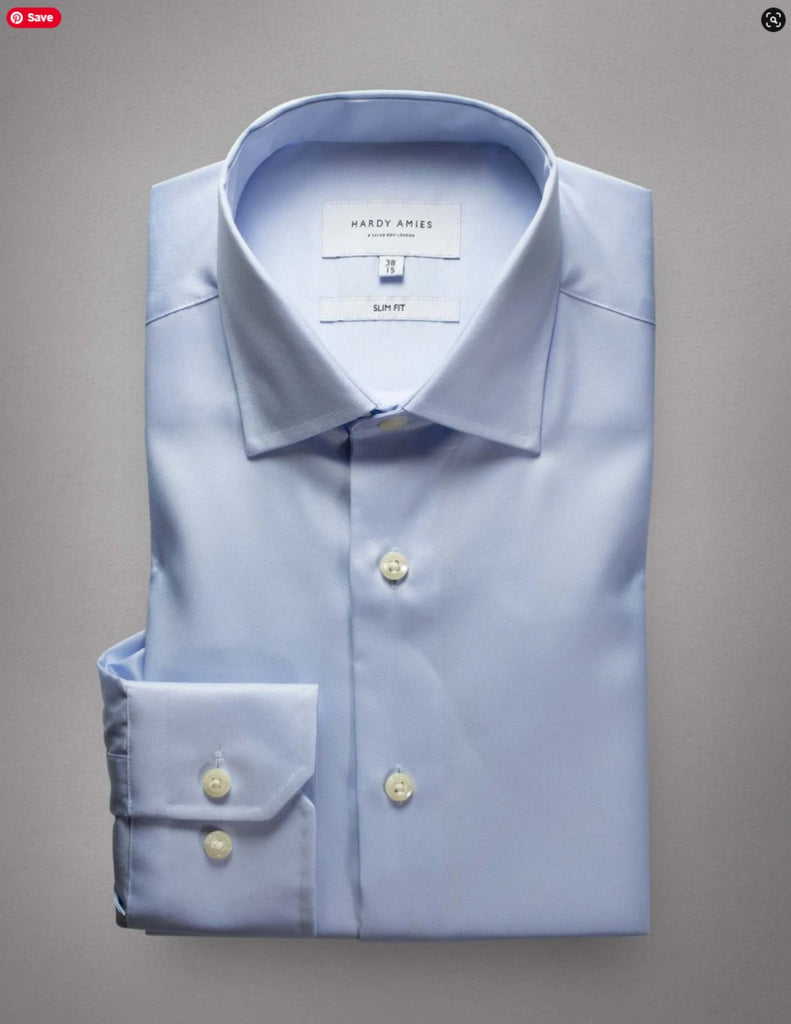 Hardy Amies Blue Micro Twill Shirt (Slim Fit)