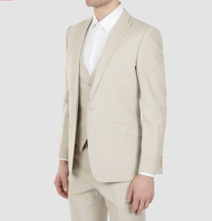 Uberstone Beige Linen Suit