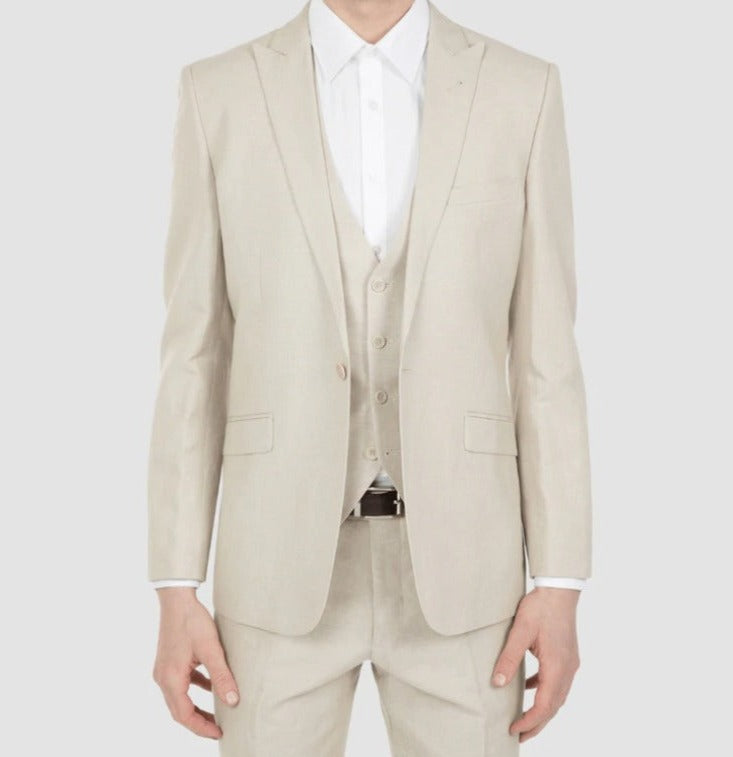 Uberstone Beige Linen Suit