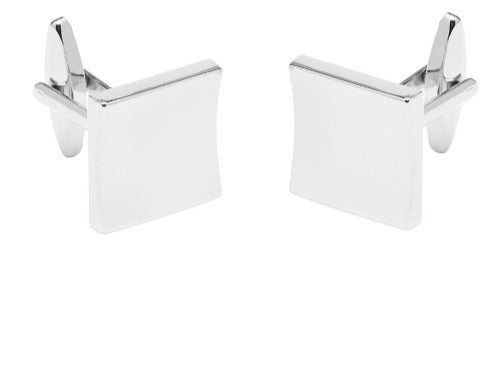 Buckle Nickel Polished. Plain. Concaved Square. Cufflinks