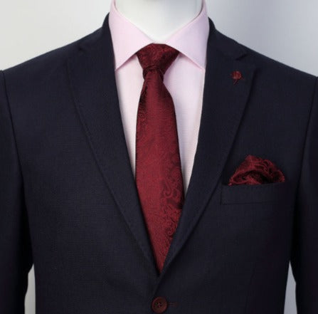 JAMES A'DELIN Burgundy - Paisley Weave Pure Silk Pocket Square