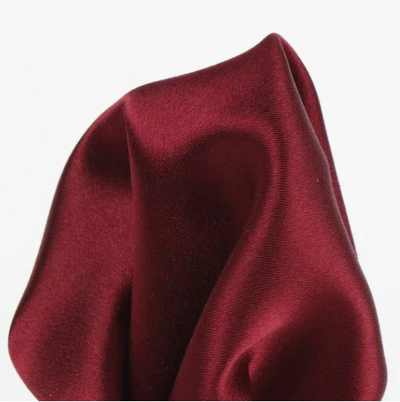 JAMES A'DELIN Burgundy - Satin Weave Silk Pocket Square