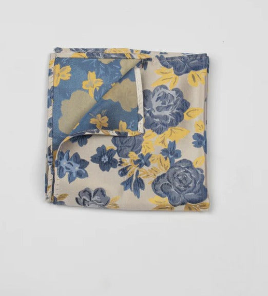 James Harper Lemon Rose Bloom Pocket Square