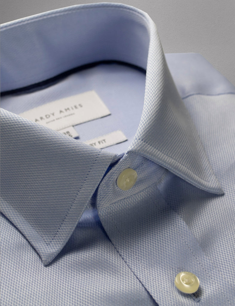 HARDY AMIES LIGHT BLUE TEXTURED SHIRT (CONTEMPORARY FIT)