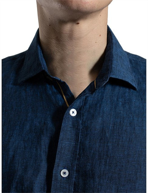 JAMES HARPER NAVY LINEN SHIRT