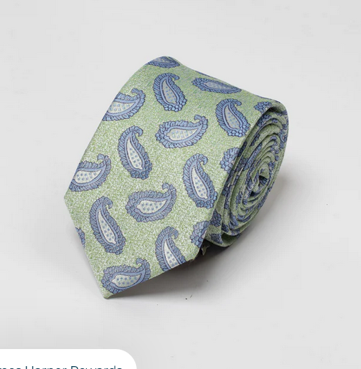 James Harper Mint Textured Paisley Tie